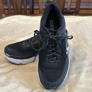 HOKA Bondi 7 athletic shoes. Size 8. Black & White